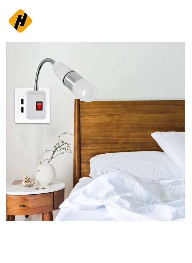 HuHa Lamp Bulbs Holder Converter Adapter UK Plug AC Power to E27 LED Bulbs Socket Adapter with On/Off Switch Universal Metal Extension Wall Lights Base  - Image 4