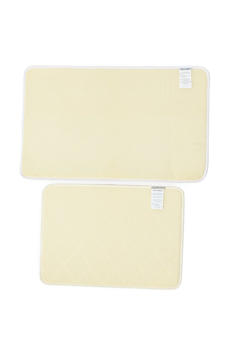 REAL SIMPLE 2 Pieces Checkered Extra Soft Bath Mat, White - Image 2