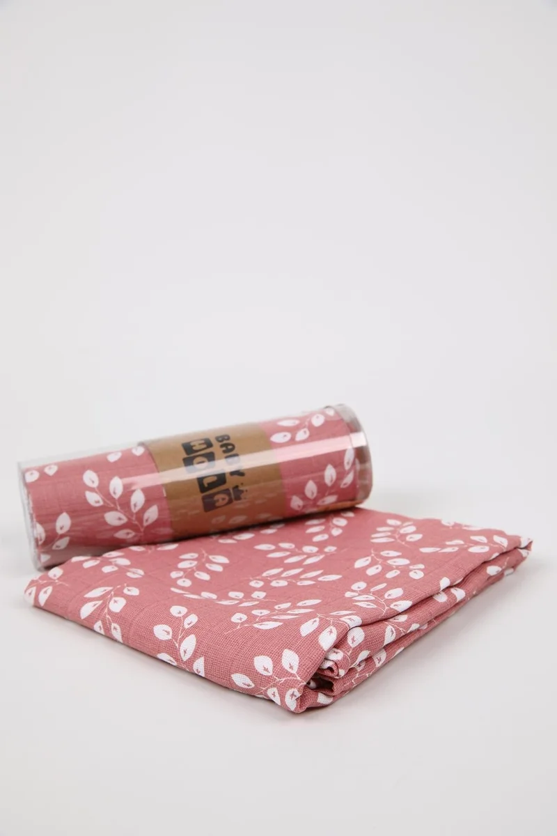 بيبي هولا Babyhola Muslin Cover 80X80CM Leaf Pattern Organic Gift Breastfeeding Bottom Opening Newborn Stroller Cover