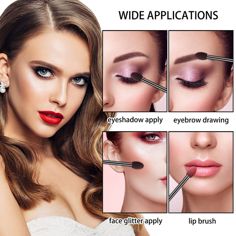 Ponpon 100Pcs Eyeshadow Applicators Dual Sides Eye Sponge Applicators Disposable Eyeshadow Brush for Girls Lady Women Makeup - Image 5