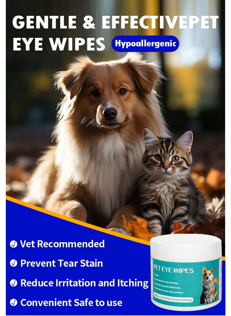 (100 pieces) Pet eye wipes are gentle and effective dog eye wipes, providing hypoallergenic and safe eye wipes for dogs and cats using cat eye wipes and dog eye wipes - Image 2