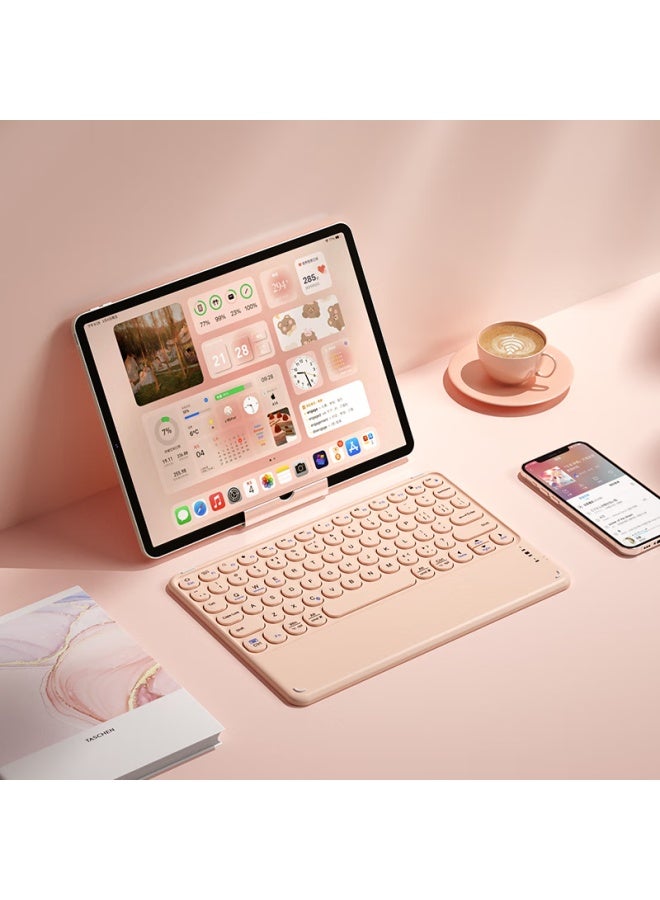 B.O.W Hangshi Hb251 Wireless Bluetooth Keyboard, Ultra-Thin, Quiet, Suitable For Office Use, Compatible With Apple, Xiaomi, Huawei Phones, Ipad Tablets, Laptops, Universal Rechargeable Keyboard, Pink - Image 1