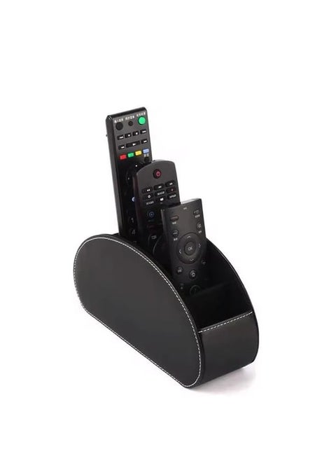 Liying Remote Control Holder with 5 Compartments - PU Leather Remote Caddy Desktop Organizer Store TV, DVD, Blu-Ray, Media Player, Heater Controllers, (Black)
