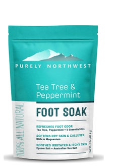 Purely Northwest PURELY NORTHWEST-Tea Tree Oil & Peppermint Foot Soak with Epsom Salt-for Stubborn Foot Odor, Athletes Foot Burning & Itching, Damaged Discolored Nails-A Natural Callus Remover 16 Ounces  - Image 1