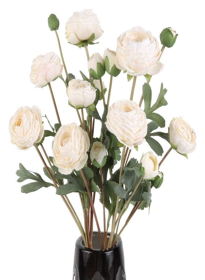 INSUNSIX White Peonies Artificial Flowers Bouquets,18 Heads Vintage Silk Rose Lulian Long Stems Fake flower bouquets Arrangement for Wedding Decoration Bride Centerpiece Floral Party Home Office Decor(White) - Image 1