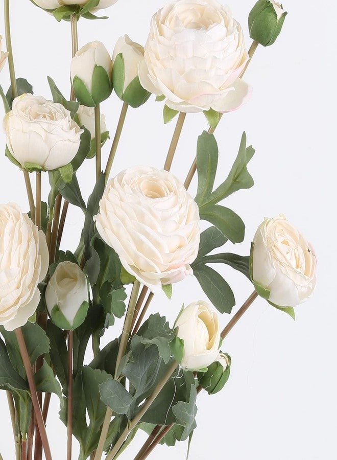 INSUNSIX White Peonies Artificial Flowers Bouquets,18 Heads Vintage Silk Rose Lulian Long Stems Fake flower bouquets Arrangement for Wedding Decoration Bride Centerpiece Floral Party Home Office Decor(White) - Image 2