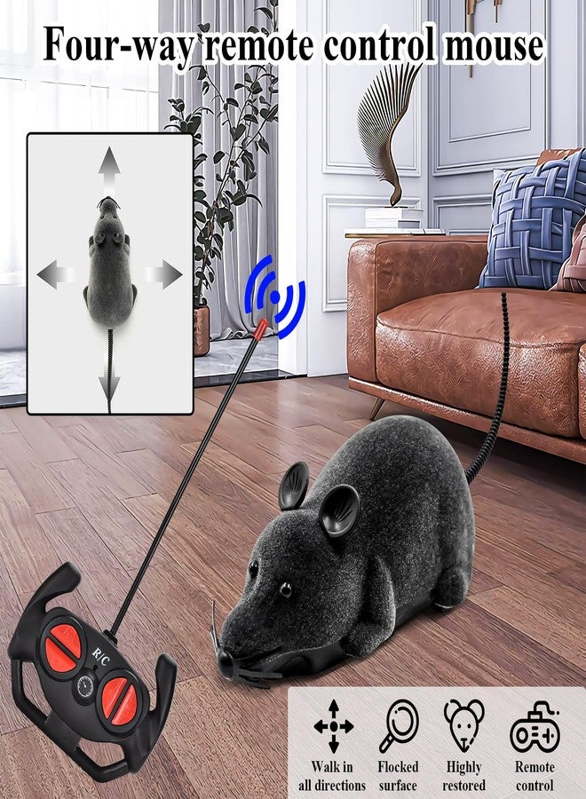 Aerbee Remote Control Rat Toy, Electronic RC Mouse Toy Emulation Flocking Rat Toy Interactive Cat Toys Pet Toys Funny Wireless Chasing Prank Joke Scary Trick Rats Animal for Pets Novelty Gift - Image 2