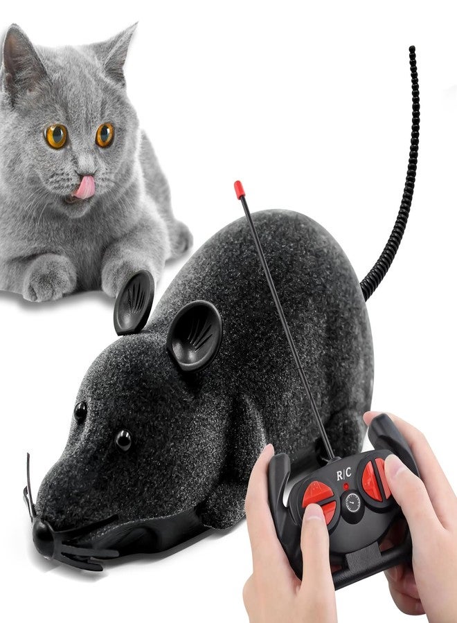 Aerbee Remote Control Rat Toy, Electronic RC Mouse Toy Emulation Flocking Rat Toy Interactive Cat Toys Pet Toys Funny Wireless Chasing Prank Joke Scary Trick Rats Animal for Pets Novelty Gift - Image 1