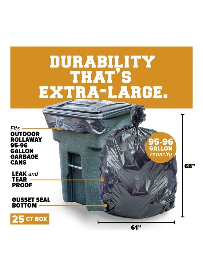 Plasticplace 95-96 gallon Garbage Can Liners │1.5 Mil │ Black Heavy Duty Trash Bags │ 61” X 68” (25Count) - Image 2