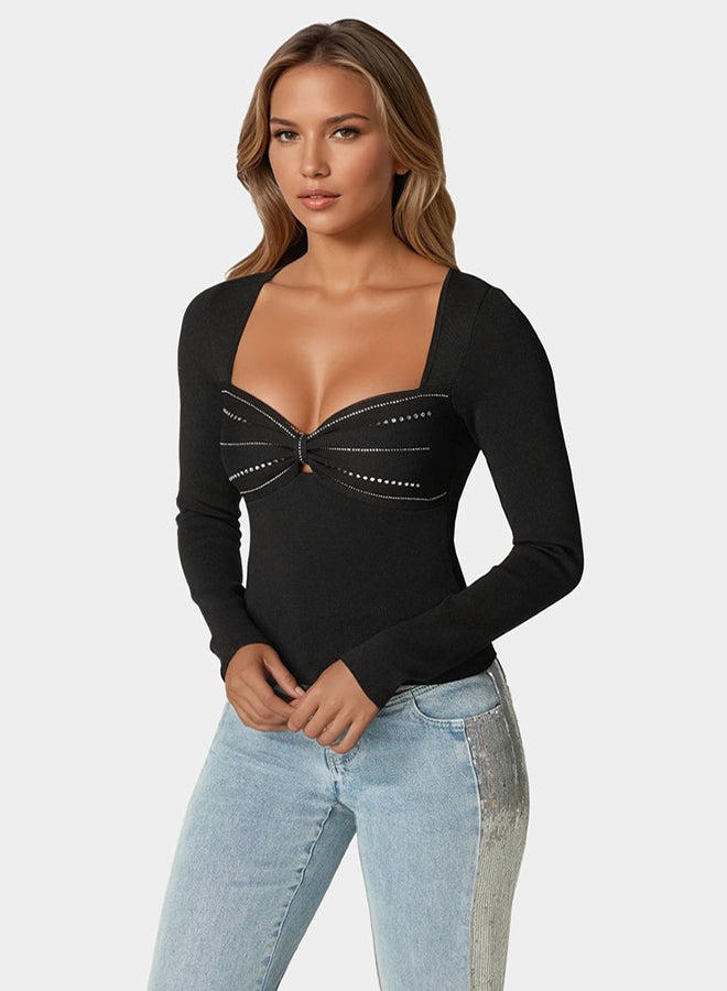 bebe Embelished Long Sleeve Sweater - Image 2