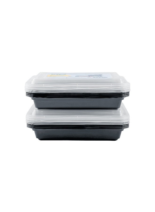 packwell Black Base Container Rectangular 28 & Lid 10 Pcs Combo - Image 1