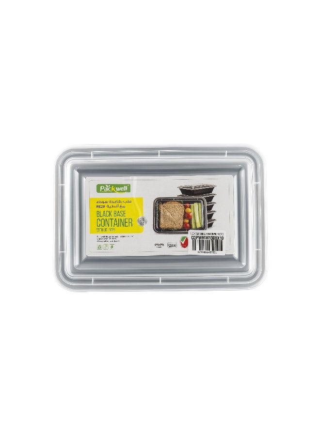 packwell Black Base Container Rectangular 28 & Lid 10 Pcs Combo - Image 3