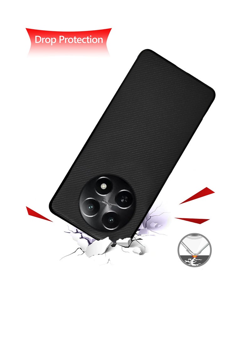 Wtech Silicone Hard Back Fabric Texture Side TPU Case Cover For Realme 12x 5G 2024 Black - Image 3