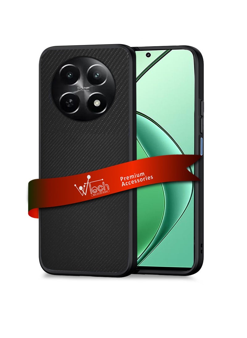 Wtech Silicone Hard Back Fabric Texture Side TPU Case Cover For Realme 12x 5G 2024 Black - Image 1
