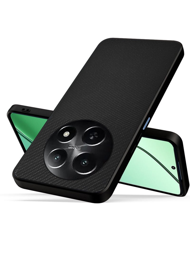 Wtech Silicone Hard Back Fabric Texture Side TPU Case Cover For Realme 12x 5G 2024 Black - Image 2