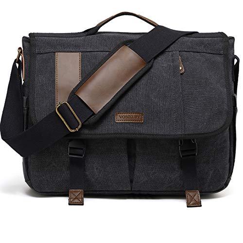VX VONXURY Messenger Bag, 17 In Laptop Bag Water Resistant Canvas Shoulder Bag Satchel Briefacse for Men by VONXURY - Image 1