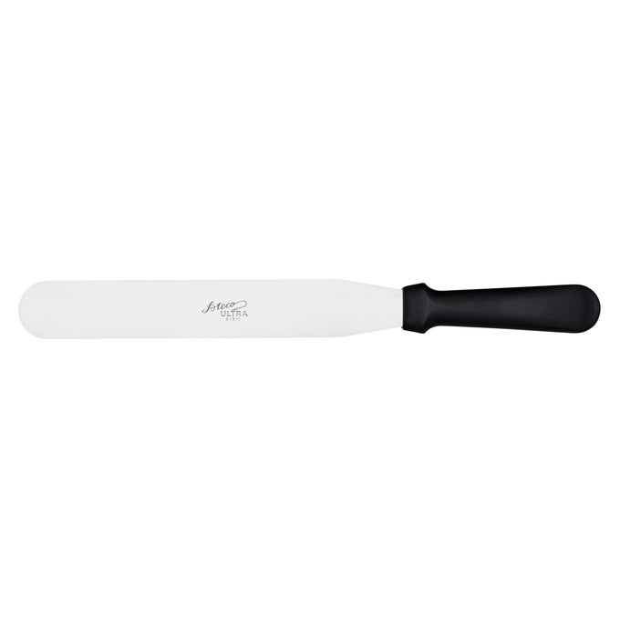 ULTRA STRAIGHT SPATULA WITH 10INCH STAINLESS STEEL BLADE PLASTIC HANDLE DISHWASHER SAFE BLACK