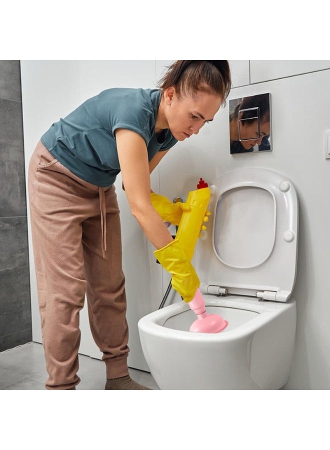 جيه زد اس أداة تسليك المراحيض JZS، مكبس المرحاض، مكبس البالوعات، مكبس الحوض بمقبض، مزيل انسدادات يدوي مريح، موفر للمساحة، أداة تسليك المراحيض للحمام، الدش، المطبخ، قطعتان، وردي - Image 4