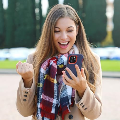 Sansunto Compatible for iPhone 13 Pro Max Case, iPhone 12 Pro Max 3 Layer Full Body Protective Phone Case, Armor Hybrid Tough Rugged Durable Heavy Duty Cover for Men & Women. (Navy/Orange) - Image 5