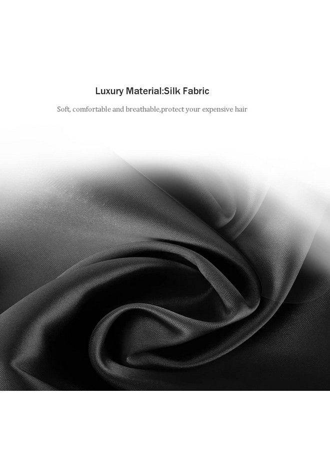 Amamba Lined Shower Capdouble Layer Satin Fabricadjustable Size Washable & Breathablewaterproof，Reusablehair Shower Cap For Womenblack - Image 5