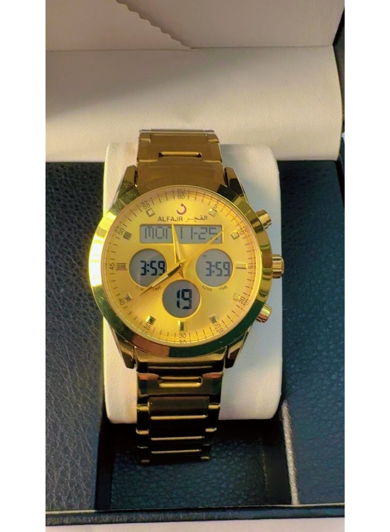 ALFAJR Swiss Made WA-10 Prayer Compass Digital-Analog Gold Watch – Pre-Owned, Mint / Like-New Condition - Image 3
