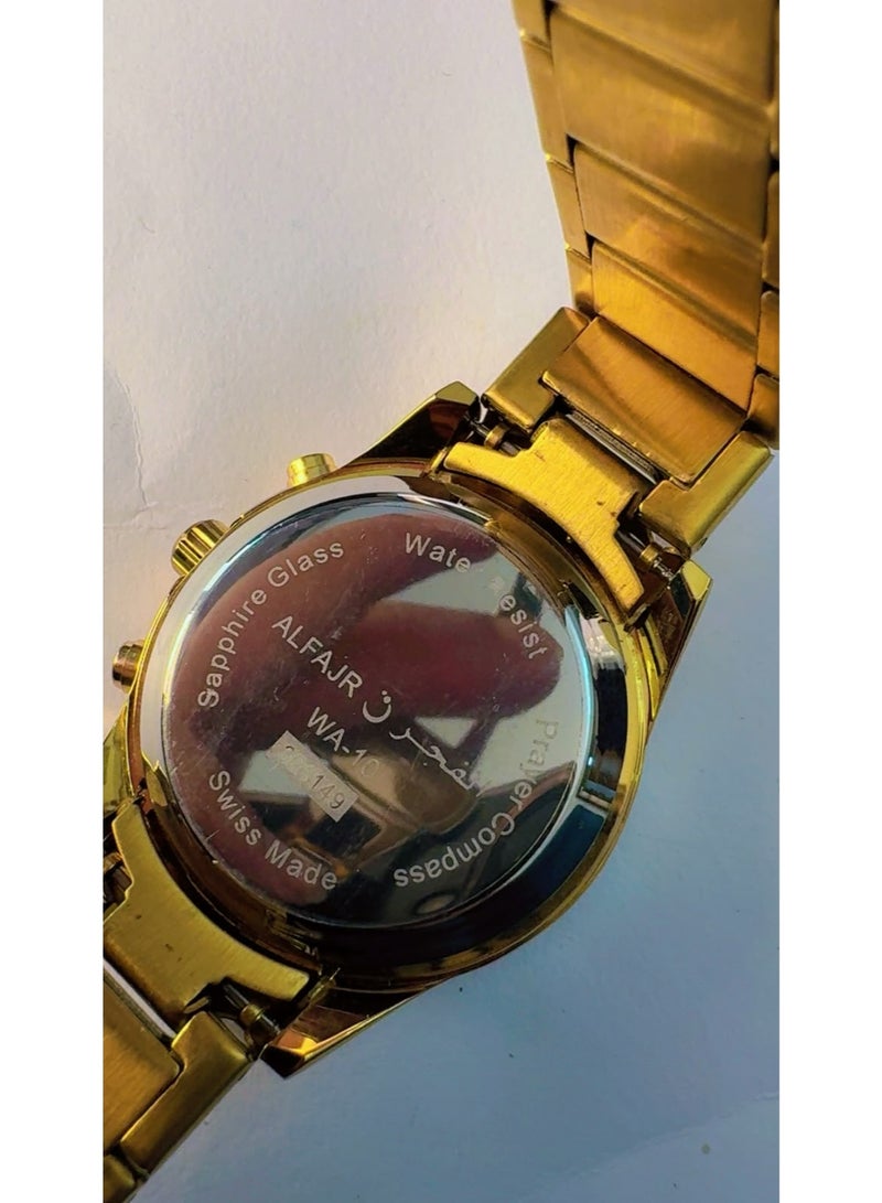 ALFAJR Swiss Made WA-10 Prayer Compass Digital-Analog Gold Watch – Pre-Owned, Mint / Like-New Condition - Image 1