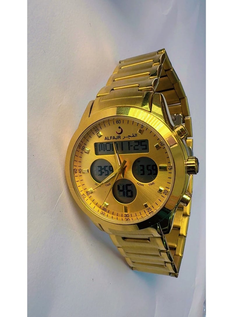 ALFAJR Swiss Made WA-10 Prayer Compass Digital-Analog Gold Watch – Pre-Owned, Mint / Like-New Condition - Image 2