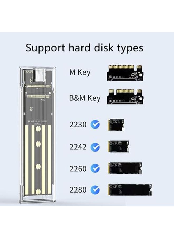 USB 3 0 NVME Hard Drive Case Clear PC Shell Small Size For Easy Hardware Inspection And Efficient Cooling External Solid Disk Case Color A - Image 4