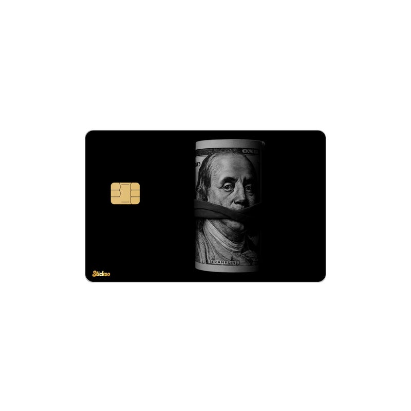 Stickoo Card Sticker, Benjamin Franklin Black Background, Sticker Compatible with All Debit and Credit Cards