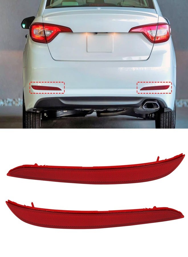 Abodvu Compatible with Hyundai Sonata Rear Bumper Reflector 2015-2017,Left Driver & Right Passenger Side Rear Bumper Red Marker Trim,7th Gen Sonata Back Reflector Light W/O Bulb Replacement(1Pair) - Image 1