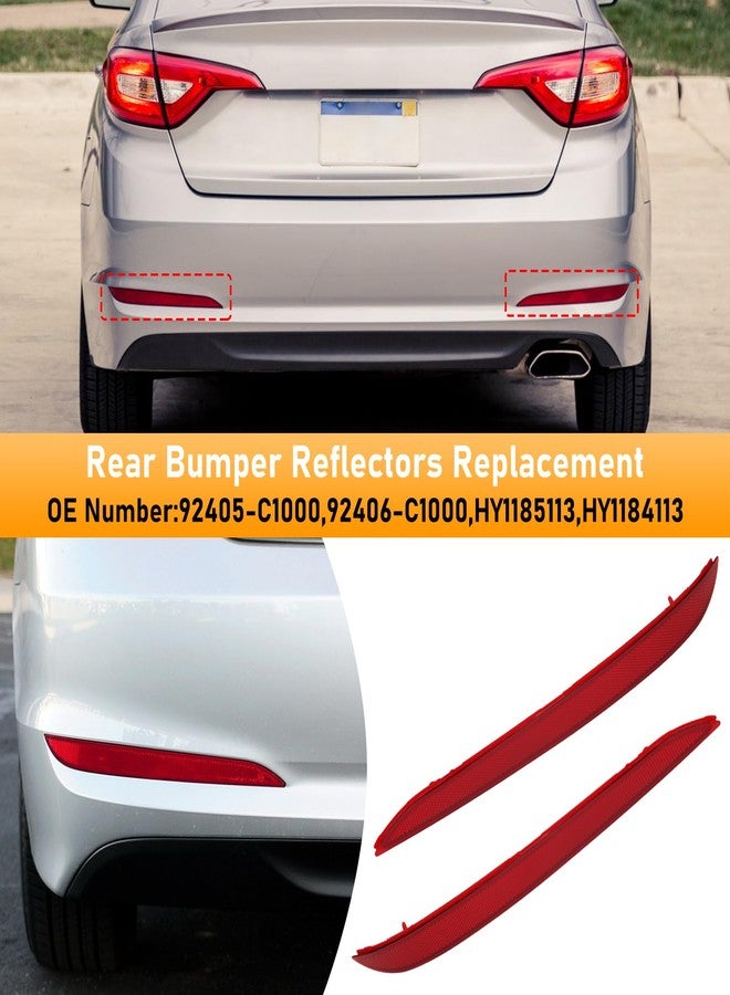 Abodvu Compatible with Hyundai Sonata Rear Bumper Reflector 2015-2017,Left Driver & Right Passenger Side Rear Bumper Red Marker Trim,7th Gen Sonata Back Reflector Light W/O Bulb Replacement(1Pair) - Image 3