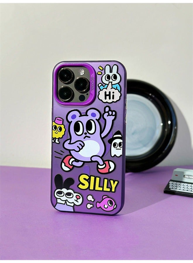 Magnetic Case for iPhone 15 Pro Max, Cartoon Graffiti  Pattern Phone Case,Slim Case Compatible with iPhone 15 Pro Max, TPU Material Anti-Scratch Shockproof Protective Phone Fashion Cover - Image 3