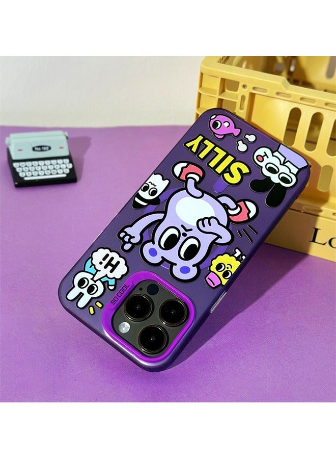 Magnetic Case for iPhone 15 Pro Max, Cartoon Graffiti  Pattern Phone Case,Slim Case Compatible with iPhone 15 Pro Max, TPU Material Anti-Scratch Shockproof Protective Phone Fashion Cover - Image 4