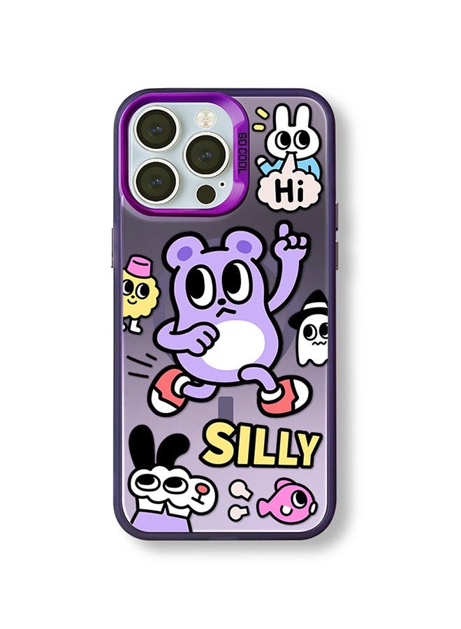 Magnetic Case for iPhone 15 Pro Max, Cartoon Graffiti  Pattern Phone Case,Slim Case Compatible with iPhone 15 Pro Max, TPU Material Anti-Scratch Shockproof Protective Phone Fashion Cover - Image 1