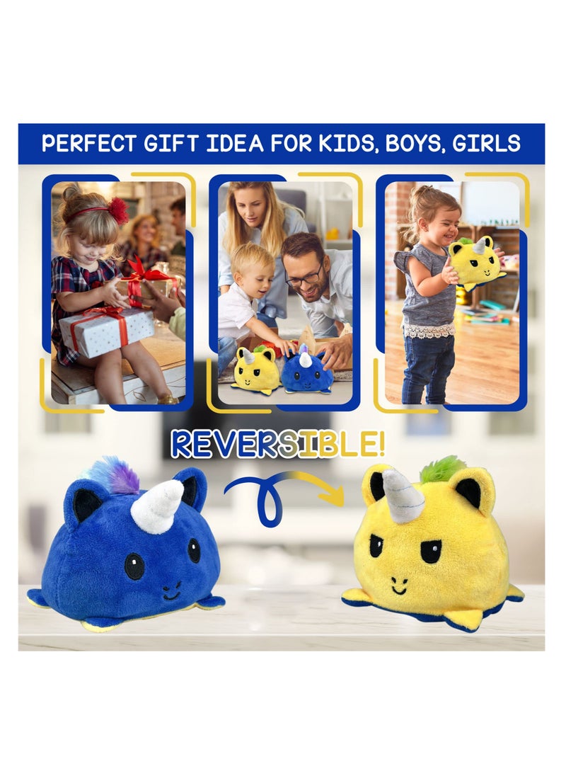 KASTWAVE Reversible Teddy Cat Plushie Toys Mood Plush Toys Stuffed Animal Lovely Plushies Gifts for Girls, Boys and Adults (Dark Blue & Yellow)  - Image 5