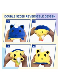 KASTWAVE Reversible Teddy Cat Plushie Toys Mood Plush Toys Stuffed Animal Lovely Plushies Gifts for Girls, Boys and Adults (Dark Blue & Yellow)  - Image 2