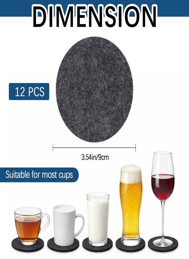 Anpuimult 12 Pcs Grey Felt Coasters, Round Absorbent Felt Drink Coasters for Home Coffee Tabletop Decor Protection - Image 2