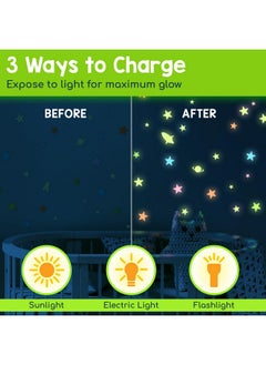 BUNMO BUNMO 280pcs Glow in The Dark Stars for Ceiling - Stocking Stuffers for Toddlers 3+ - Stocking Stuffers for Kids - Longlasting Glow in The Dark Stars for Ceiling Strong Glow  - Image 3