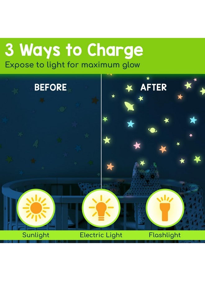 BUNMO - BUNMO 280pcs Glow in The Dark Stars for Ceiling - Stocking Stuffers for Toddlers 3+ - Stocking Stuffers for Kids - Longlasting Glow in The Dark Stars for Ceiling Strong Glow - Image 1