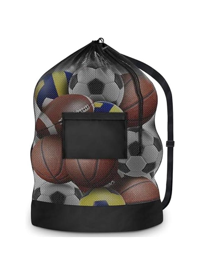 RYNX Extra Large Sports Ball Bag Mesh Soccer Team Balls Bag Drawstring Sport Equipment Storage Bag for Basketball Beach Cloth and Swimming Gears - Image 1
