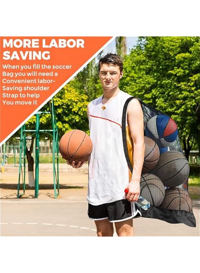 RYNX Extra Large Sports Ball Bag Mesh Soccer Team Balls Bag Drawstring Sport Equipment Storage Bag for Basketball Beach Cloth and Swimming Gears - Image 4