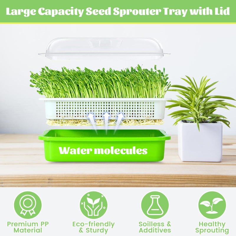 Legigo 5 Pack Seed Sprouter Trays with Lids- Soil-Free Cultivation Germination Tray, BPA Free Micro Greens Growing Trays Seed Sprouting Trays Kit with Germinating Paper for Wheatgrass, Beans and More - Image 4