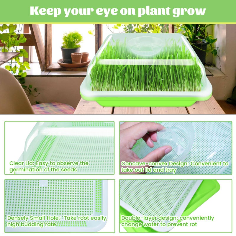 Legigo 5 Pack Seed Sprouter Trays with Lids- Soil-Free Cultivation Germination Tray, BPA Free Micro Greens Growing Trays Seed Sprouting Trays Kit with Germinating Paper for Wheatgrass, Beans and More - Image 3