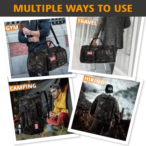ATRIPACK Expandable Gym Bag For Men,Tactical Large 3 in 1 Sports Duffle Bag With Shoes Compartment,Water Resistant Sports Gym Tote Bags Multi-functional Weekend Travel Backpack Overnight Bag - Image 2