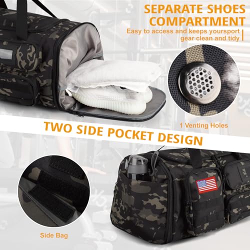ATRIPACK Expandable Gym Bag For Men,Tactical Large 3 in 1 Sports Duffle Bag With Shoes Compartment,Water Resistant Sports Gym Tote Bags Multi-functional Weekend Travel Backpack Overnight Bag - Image 5