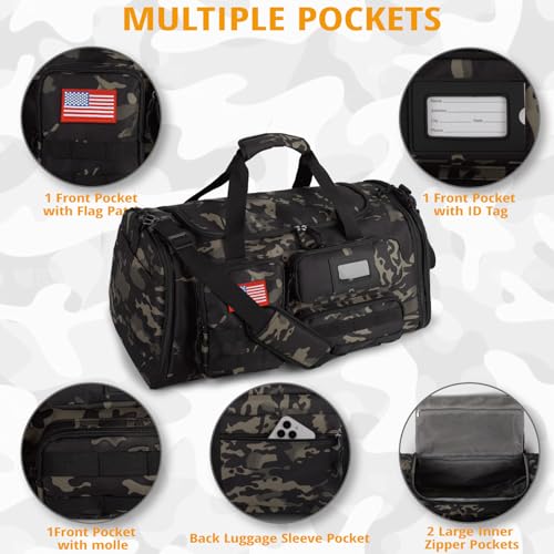 ATRIPACK Expandable Gym Bag For Men,Tactical Large 3 in 1 Sports Duffle Bag With Shoes Compartment,Water Resistant Sports Gym Tote Bags Multi-functional Weekend Travel Backpack Overnight Bag - Image 4