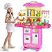 MSKOLER Play Kitchen Playset Girls Kitchen Toys for Ages 26 48 with Light Sound and Spraying Sink Toy Accessories Cooking Stoves Pretend Food for Toddlers 13 35 - Image 2