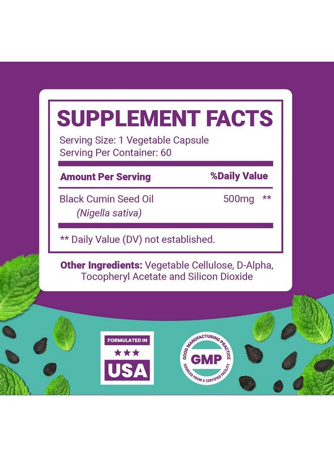 Phytoral Premium Black Seed Oil Capsules Nigella Sativa Black Seed Oil Pills For Digestive Health Immune Support And Brain Booster Antioxidant Supplement Full Spectrum Black Cumin Seed Oil Capsules 500Mg  - Image 4