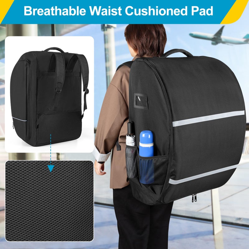 GRAOSO Car Seat Stroller Travel Bag Compatible with Doona for Airplane, Gate Check Stroller Backpack with 8mm Pearl Cotton Padding, Black, Patented Design - Image 4