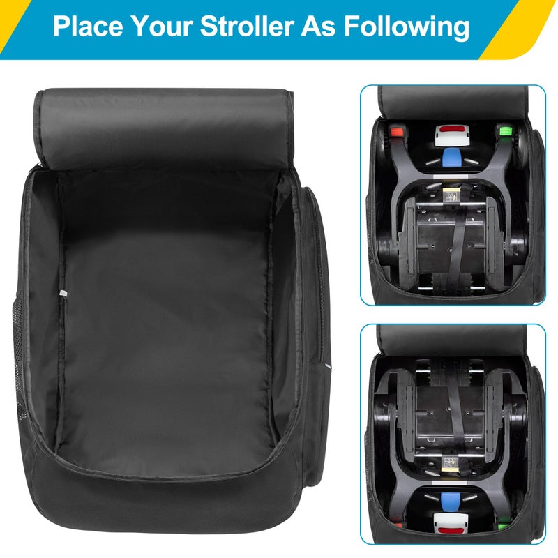GRAOSO Car Seat Stroller Travel Bag Compatible with Doona for Airplane, Gate Check Stroller Backpack with 8mm Pearl Cotton Padding, Black, Patented Design - Image 2